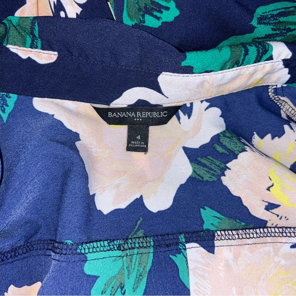 Banana Republic Navy Floral Maxi Dress With Matching Belt Size 4 - Picture 6 of 6
